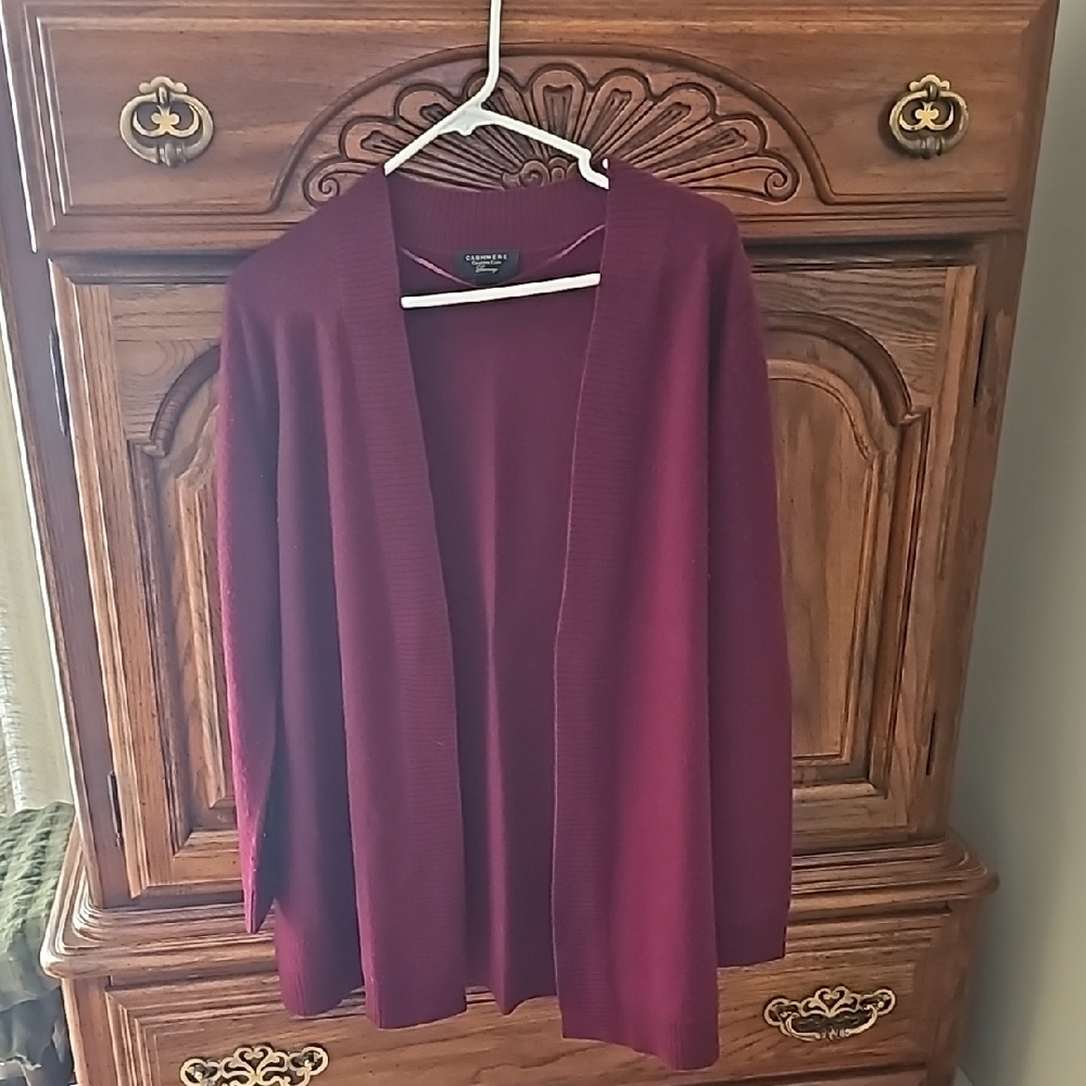 Cashmere Open-Front Knit Cardigan Sweater